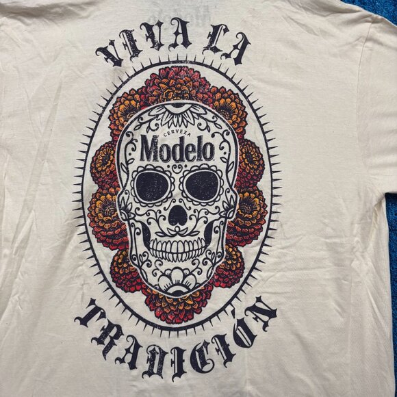 Modelo Viva La Tradicion Beige Beer T-Shirt Size 2X - Picture 2 of 5